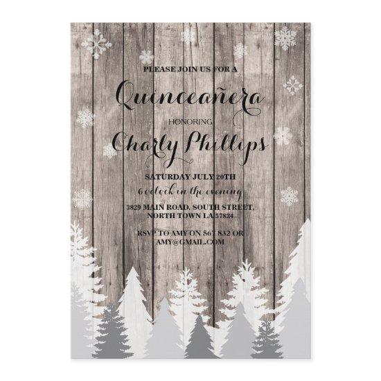 Quinceanera Birthday Party Winter Trees Invite