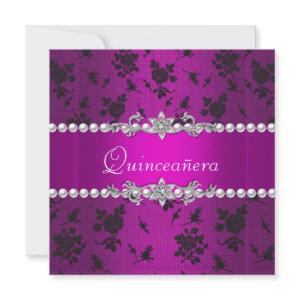 Quinceañera Birthday Pink Purple Black Silver