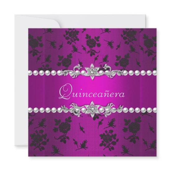 Quinceañera Birthday Pink Purple Black Silver