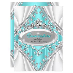 Quinceanera Birthday Princess Teal Diamond Large
