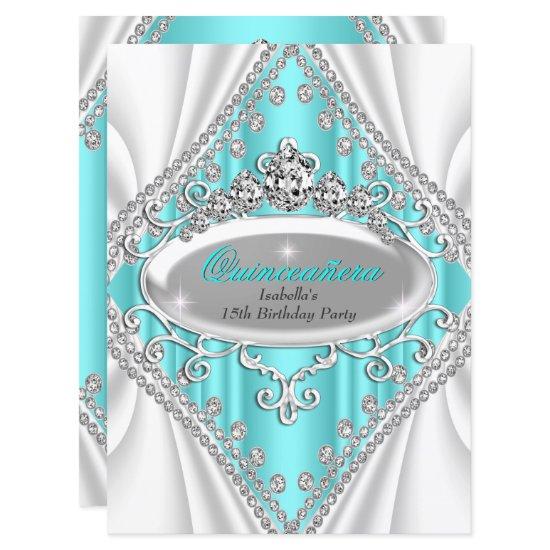 Quinceanera Birthday Princess Teal Diamond Large