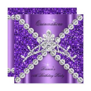 Quinceanera Birthday Purple Glitter Diamonds Tiara