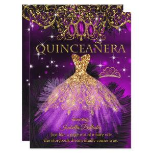 Quinceanera Birthday Purple Magenta Tiara Gold 2