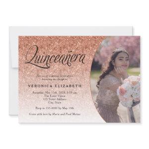 Quinceañera Birthday Rose Gold Glitter Photo