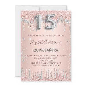 Quinceanera birthday rose gold silver glitter