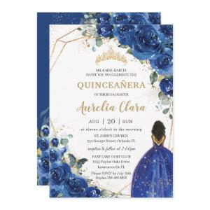 Quinceañera Birthday Royal Blue Floral Princess