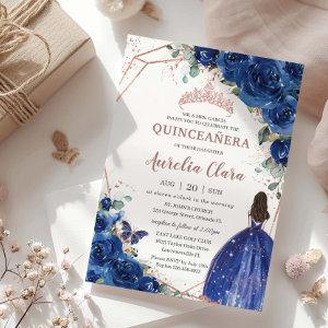 Quinceañera Birthday Royal Blue Floral Princess