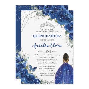Quinceañera Birthday Royal Blue Floral Princess