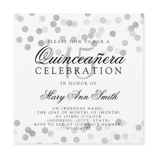 Quinceanera  Birthday Silver Foil Glitter Lights