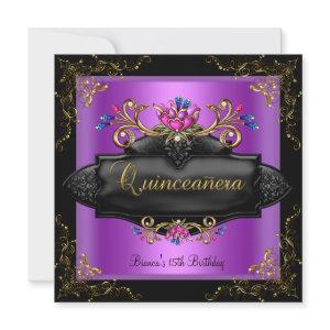 Quinceanera Birthday Spot Purple Lilac Gold Floral