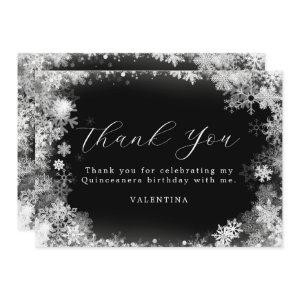 Quinceanera Birthday Winter Wonderland Snowflake Thank You Card