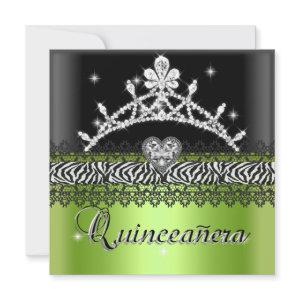 Quinceanera Birthday Zebra Lime Green Black White