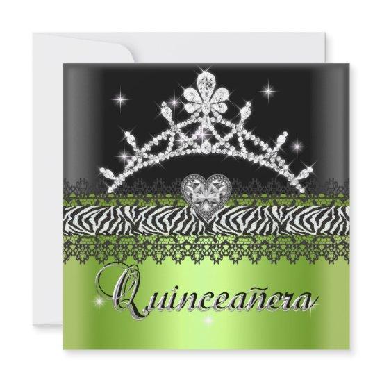 Quinceanera Birthday Zebra Lime Green Black White