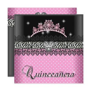 Quinceanera Birthday Zebra  Pink Black White