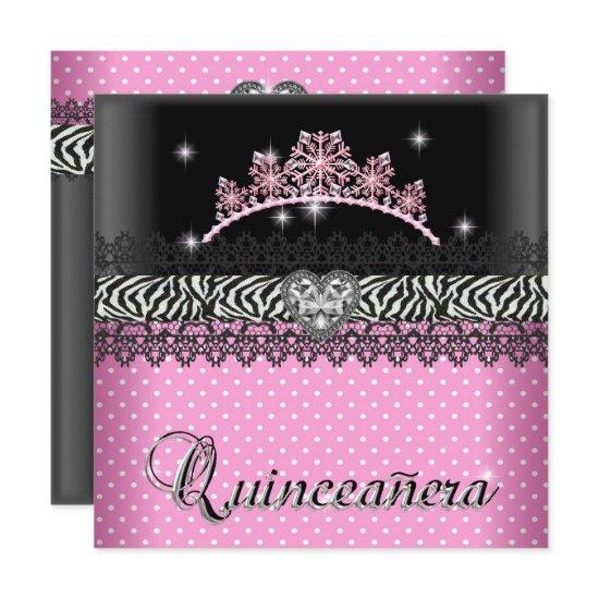 Quinceanera Birthday Zebra  Pink Black White