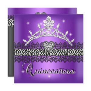 Quinceanera Birthday Zebra Purple Black White