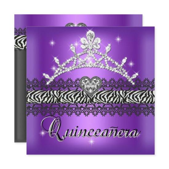 Quinceanera Birthday Zebra Purple Black White