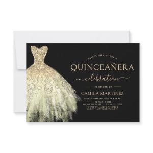 Quinceanera Black and Gold Glitter Sparkle