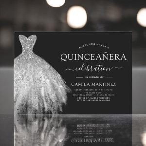 Quinceanera Black and Silver Glitter Sparkle