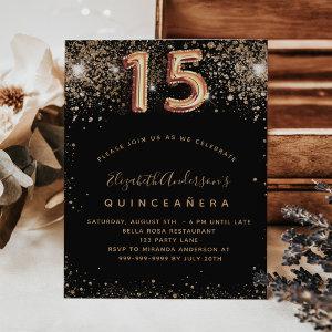 Quinceanera black gold glitter budget  flyer