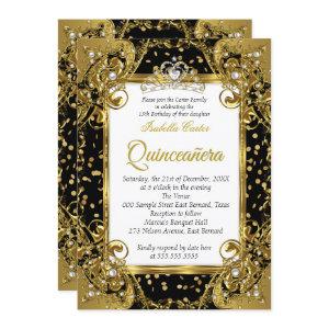 Quinceanera Black Gold Pearl Tiara sparkle