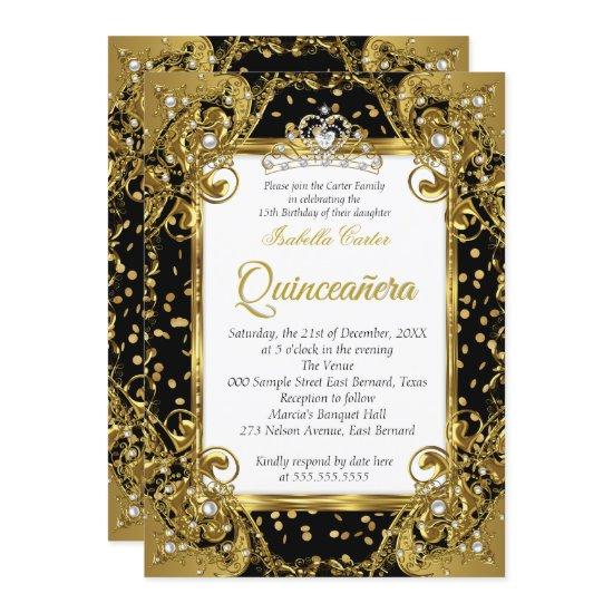 Quinceanera Black Gold Pearl Tiara sparkle
