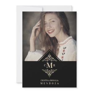 Quinceañera Black Golden Chic Lace Romantic Photo