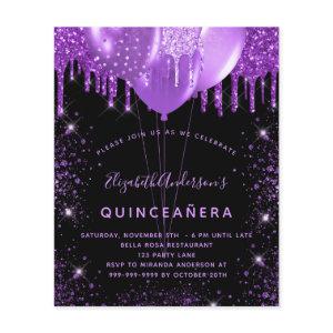 Quinceanera black purple glitter budget  flyer