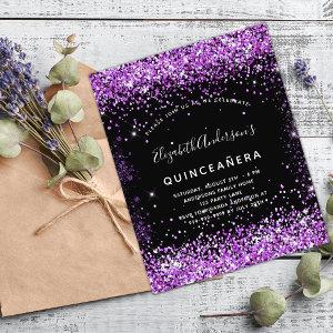 Quinceanera black purple glitter budget  flyer