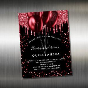 Quinceanera black red balloons  magnet