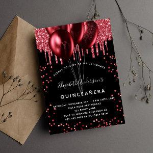 Quinceanera black red balloons luxury