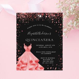 Quinceanera black red glitter dress