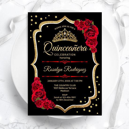 Quinceanera - Black Red Gold