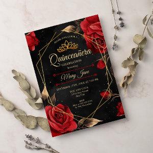 Quinceanera Black Red Gold