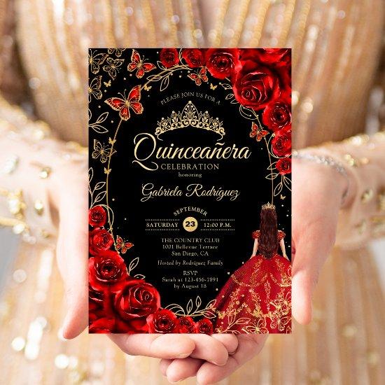 Quinceanera Black Red Gold