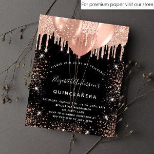 Quinceanera black rose gold balloons  flyer