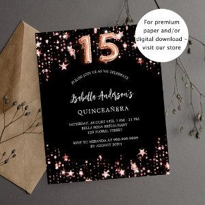 Quinceanera black rose gold star budget