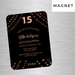 Quinceanera black rose gold star luxury  magnet