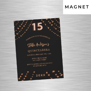 Quinceanera black rose gold stars luxury magnetic