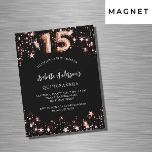 Quinceanera black rose gold stars luxury magnetic