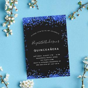 Quinceanera black royal blue sparkles party