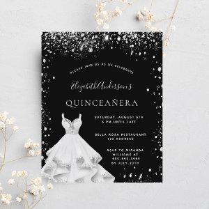 Quinceanera black silver glitter dress
