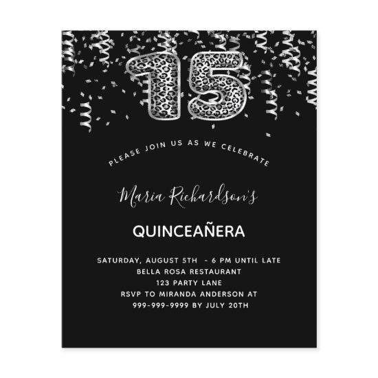 Quinceanera black silver leopard budget