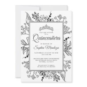 Quinceanera Black White Floral
