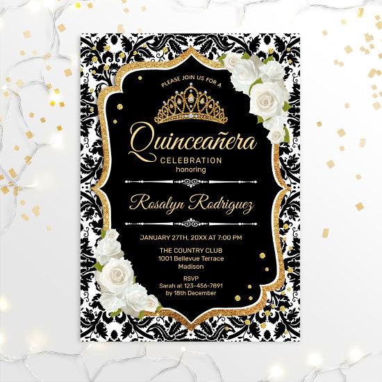 Quinceanera - Black White Gold