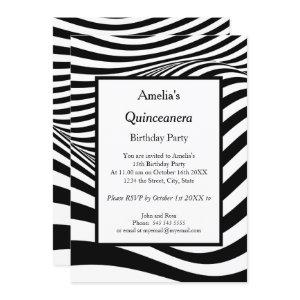 Quinceañera Black White Wave birthday party