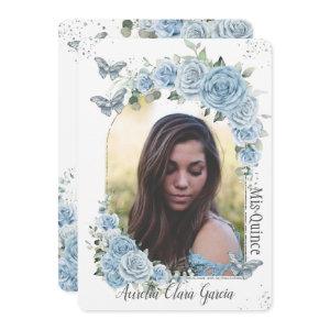 Quinceañera Blue Floral Princess Butterflies Photo