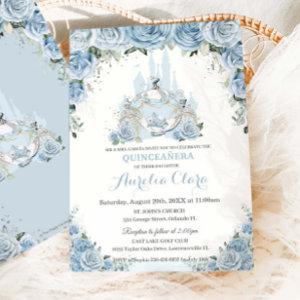 Quinceañera Blue Floral Princess Castle Carriage