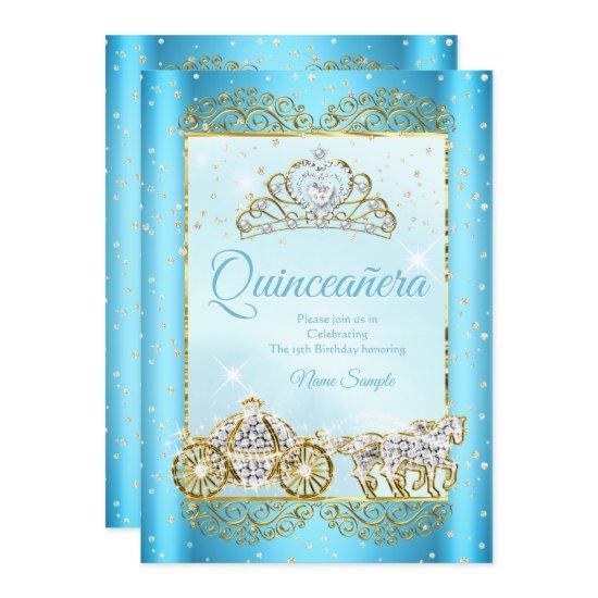 Quinceanera  Blue Gold fairytale Cinderella