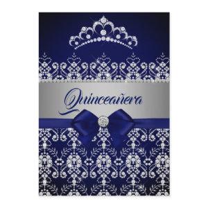 Quinceanera Blue Navy Sparkle Diamond Tiara Bow